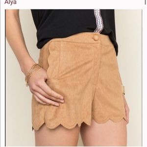 Alya Suede Scalloped Shorts